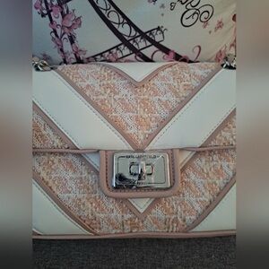NWT Karl Lagerfeld White and Tan Shoulder Bag
